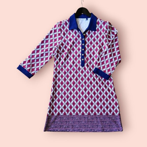 CABANA LIFE Upf 50 Rosewood Button Down Dress Blue Pink Button NEW w/o packaging - Picture 2 of 13